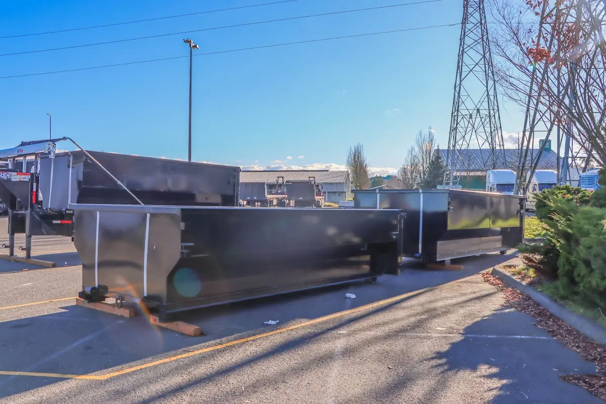 Roll-off dumpster ready for waste disposal at job site for Roll Off Dumpster Rental in Hermitage